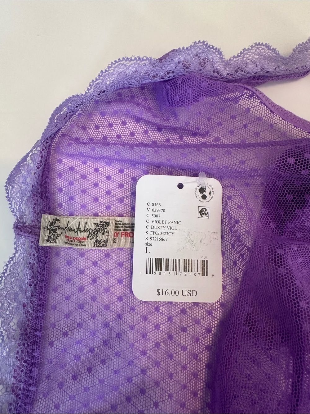 Free People Intimately Mid Week Sheer Mesh Bikini Panty Purple Size L NWT - Picture 3 of 3